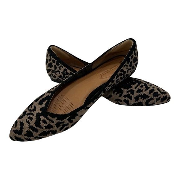 Corso Como Pointed Toe Leopard Print Knit Flats Women’s Size 6.5 M Tan Black - Picture 5 of 11
